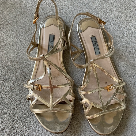 Gold Prada sandals - Picture 2 of 4